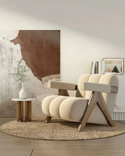 Luxurious Japanese Cream Single Sofa Chair - Chic Scandinavian Moroccan Aesthetic