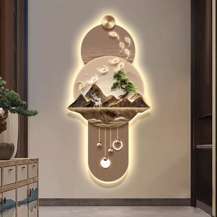 Grand Landscape Entrance Painting with Integrated Light