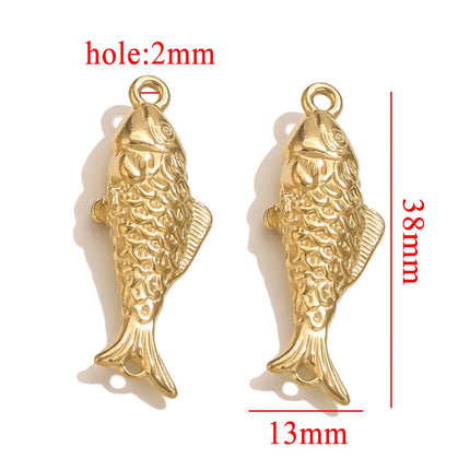 5PCS Stainless Steel Lobster Charms Mermaid Crab Connectors Gold-Plate