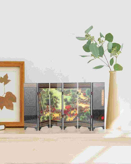 Vintage Chinese Mini Folding Desk Screen - Elegant Room Divider for Home and Office