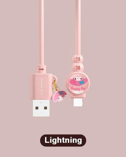 Sanrio Hello Kitty Kuromi Type C Fast Charging Cable - Cinnamoroll Design for iPhone, Huawei, Xiaomi - 100mm Length - TPE + PVC Material - Perfect Gift Boxed