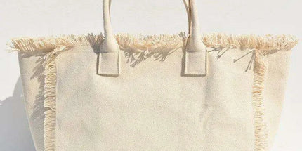 Personalized Trendy Fringed Canvas Tote with Stylish Ruffles