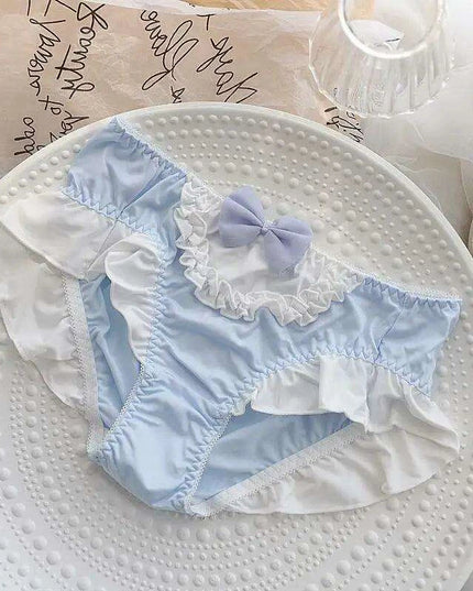 Curvy Women's 4XL Bow-Decorated Milk Silk Briefs - Stretchy Lolita Princess Style