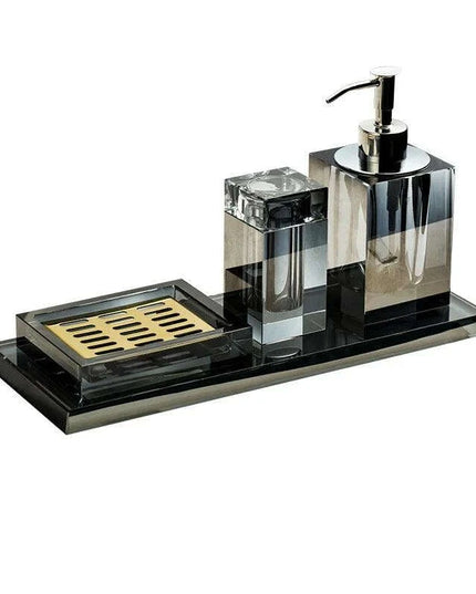 Sophisticated Square Hotel Glass Soap Dispenser with Polished Silver Pump for Contemporary Bathrooms