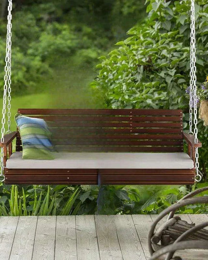Farmhouse Serenity 880 LBS Outdoor Swing Bench with Cushions - Elegant Patio & Garden Hanging Seat