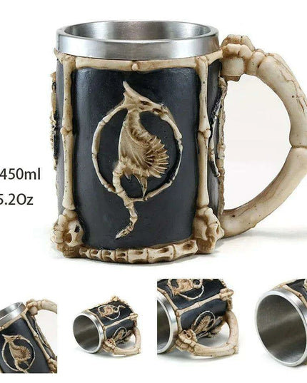 Skull Viking Pirate Tankard: Resin Steel Drinking Vessel & Decor Accent