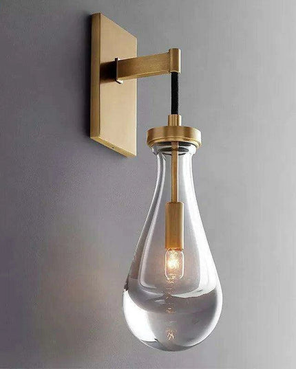 Luxurious Copper Finish Crystal Water Droplet LED Wall Light - Nordic Modern Design