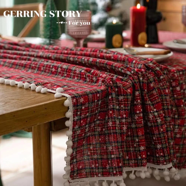 Red Christmas Tablecloths For Events And Weddings Plaid Cotton Polyester Blend