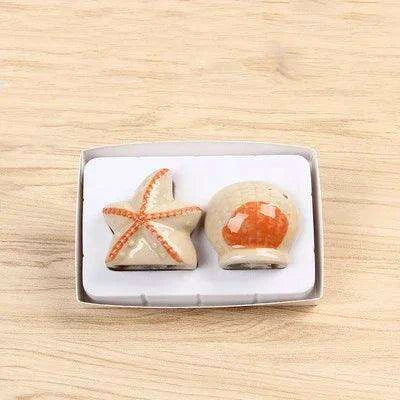 Whimsical Starfish Ceramic Salt and Pepper Shakers - Nautical Kitchen Decor