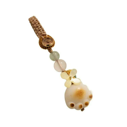 Bodhi Root Fortune Cat Paw Keychain - Traditional Chinese Lucky Amulet