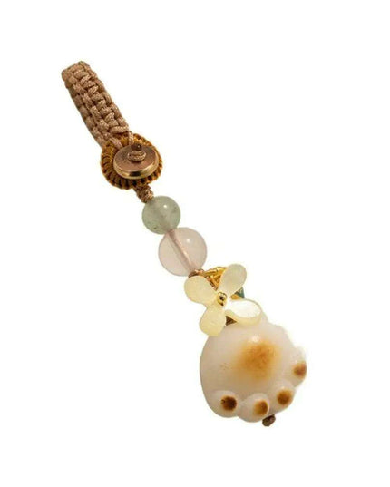 Bodhi Root Fortune Cat Paw Keychain - Traditional Chinese Lucky Amulet