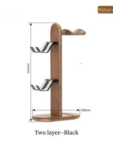 Elegant Walnut Gaming Controller Dock with Headphone Holder
