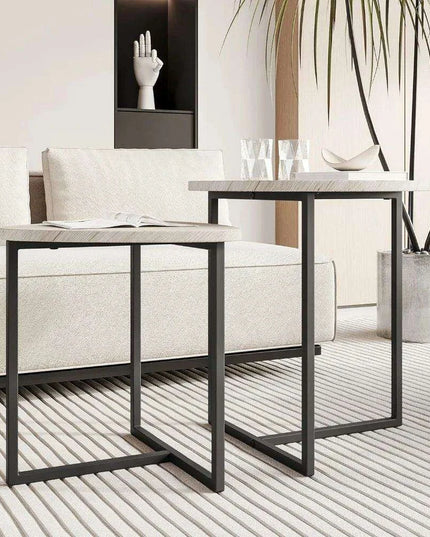 Chic Black Metal Round Nesting Tables Set of 2 with Safety-Crafted Edges for Space Optimization