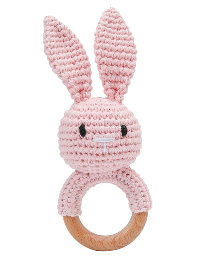 Eco-Friendly Handmade Crochet Baby Rattle with Wooden Teether