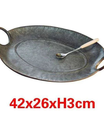 Antique-Inspired European Wrought Iron Serving Tray with Elegant Handles