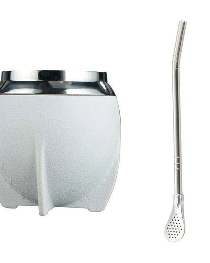 Portable Stainless Steel Yerba Mate Cup & Insulated Water Bottle Set - 280ml Hydration Solution