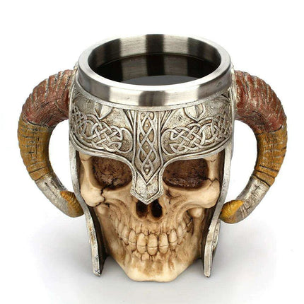 Elegant Skull Resin Beer Mug - Stylish Stainless Steel Chalice for Hot Drinks