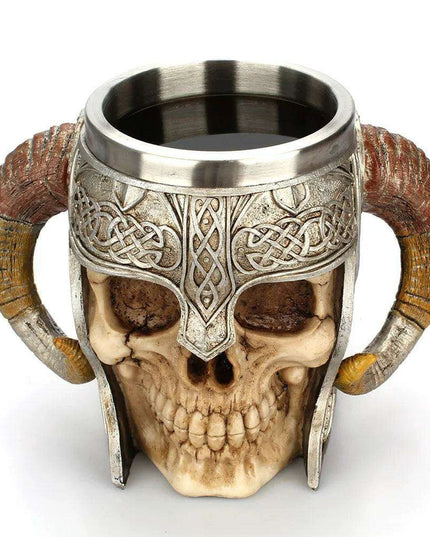 Elegant Skull Resin Beer Mug - Stylish Stainless Steel Chalice for Hot Drinks