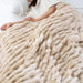 Cozy Beige Ruched Faux Fur Throw Blanket - Luxe Reversible Mink Fleece