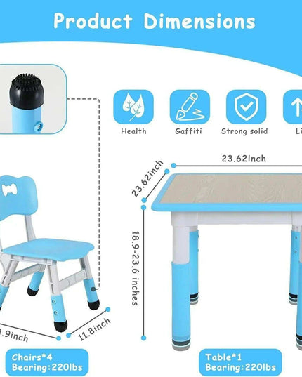Creative Kids Adjustable Table and Chair Set with Interactive Graffiti Surface - Ideal for Ages 2-10