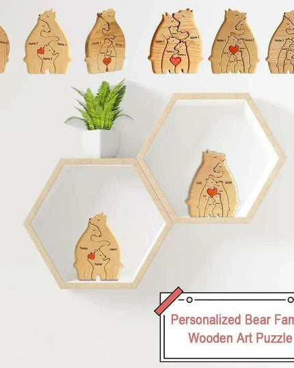 Customizable Bear Family Wooden Puzzle - A Unique Keepsake to Celebrate Family Love