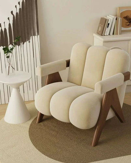 Luxurious Japanese Cream Single Sofa Chair - Chic Scandinavian Moroccan Aesthetic