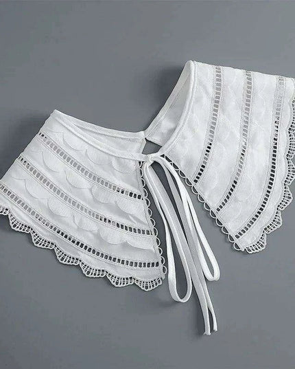 Embroidered Lace Detachable Collar for Women - Elegant White Shawl Accessory