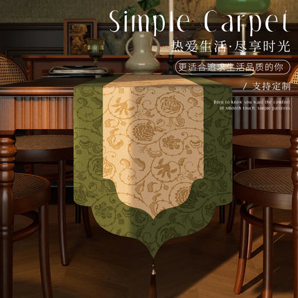 Vintage Floral Jacquard Table Runner with Tassels