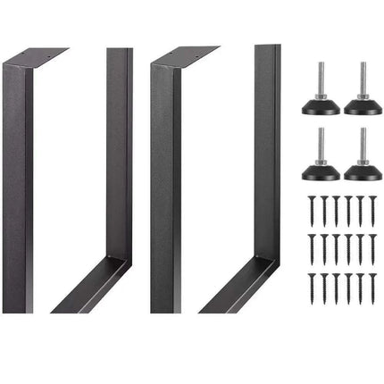 Heavy-Duty Matte Black Adjustable Steel Desk Legs - 28" Square, Supports Up to 1000 lbs, Set of 2