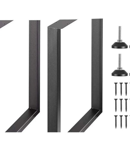 Heavy-Duty Matte Black Adjustable Steel Desk Legs - 28" Square, Supports Up to 1000 lbs, Set of 2