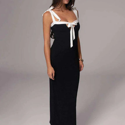 Sleek Backless Bodycon Maxi Dress with Square Neckline - Perfect for Nightlife and Special Celebrations