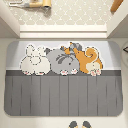 Cartoon-Inspired Diatomite Quick-Drying Bath Mat - Fun and Functional Home Rug