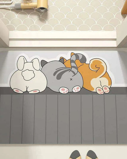 Cartoon-Inspired Diatomite Quick-Drying Bath Mat - Fun and Functional Home Rug