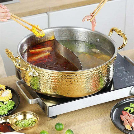 Versatile Dual Flavor Stainless Steel Hotpot with Crystal Clear Soup Pot - Enhance Your Culinary Adventures