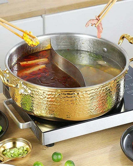 Versatile Dual Flavor Stainless Steel Hotpot with Crystal Clear Soup Pot - Enhance Your Culinary Adventures