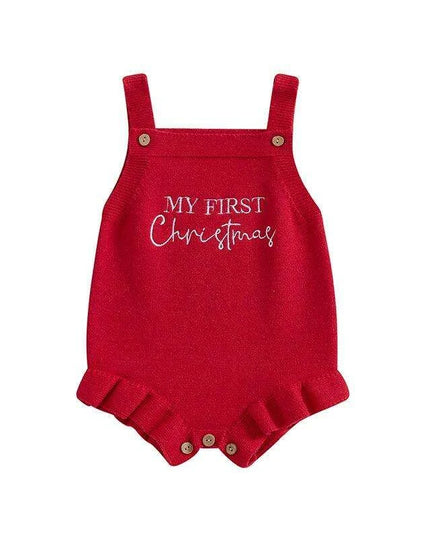 Newborn Baby Girl Ruffle Sleeve Knit Bodysuit with Letter Print for 0-18 Months