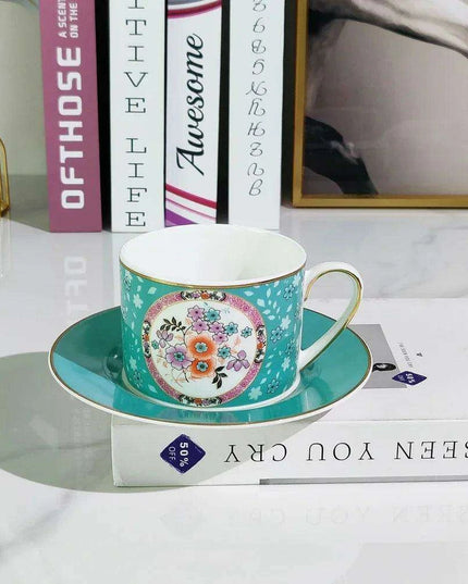Vintage Elegance Couple's Ceramic Cup and Saucer Set - Perfect for Home and Office Enjoyment