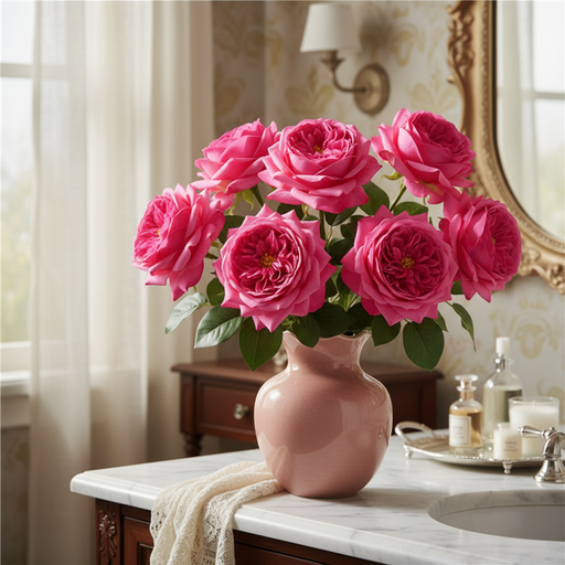 Real Touch Austin Latex Rose Stems — Set of 5