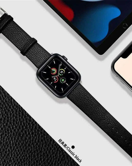 Crimson Glitter Leather Apple Watch Band - Luxe Sparkle Strap