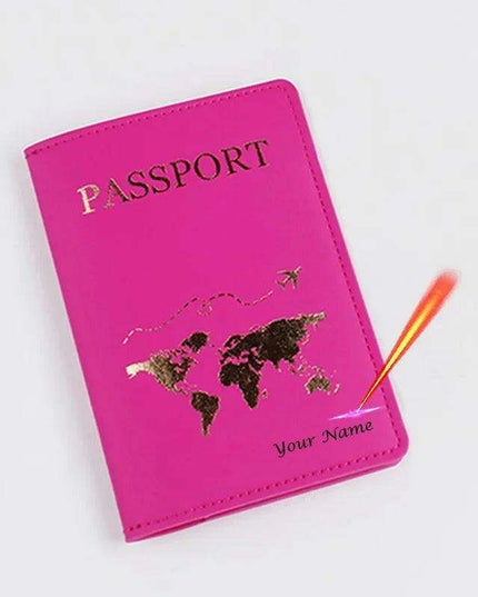 Custom Engraved Passport Holder for Adventurous Couples - Elegant Travel Essential