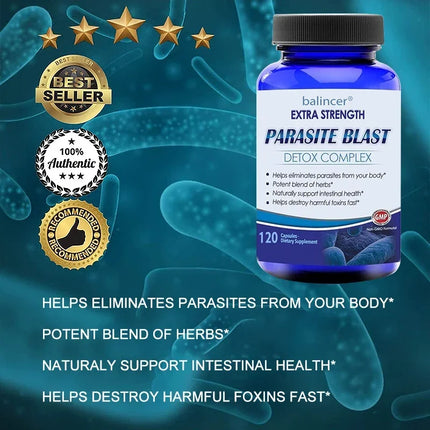 Balincer Extra Strength Parasite Blast Detox Complex — Herbal Gut & Colon Cleanse Capsules