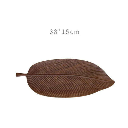 Nature-Inspired Wooden Leaf Tray - Elegant Serving and Decor Centerpiece