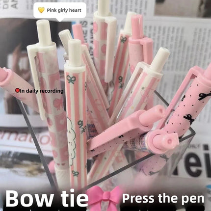 Pink Bowknot Quick-Dry Gel Pens, 0.5mm Fine Point — Set of 6 | Très Elite