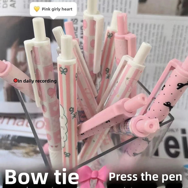 Pink Bowknot Quick-Dry Gel Pens, 0.5mm Fine Point — Set of 6 | Très Elite