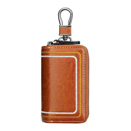 Sophisticated Dual-Pocket Genuine Leather Key Holder