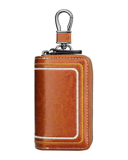 Sophisticated Dual-Pocket Genuine Leather Key Holder