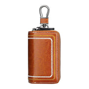 Sophisticated Dual-Pocket Genuine Leather Key Holder