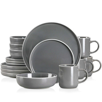 Apricot Elegance: Sesame Glazed Stoneware Dinnerware Set - 16/32/48 Piece Collection of Plates, Bowls, and Mugs