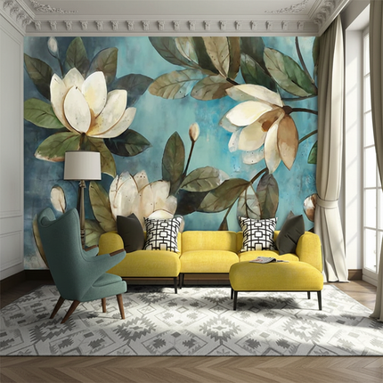 JD Home Decor 3D White Lotus Retro Oil Painting Wallpaper, High Qualit Wallpaper high-quality-deep-texture-3d-white-lotus-retro-style-oil-painting-murals-home-decor-wallpaper-living-room-background-wall-paper Tools & Home Improvement›Painting Supplies, Tools & Wall Treatments›Wall Stickers & Murals›Wallpapers