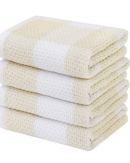 Elegant Cotton Waffle Weave Kitchen Towel and Scrubbing Pad Collection